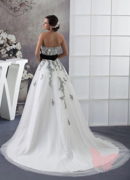 Black and white wedding dress