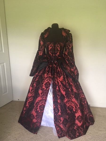 Burgundy and BlaCk Renaissance Gown Dress