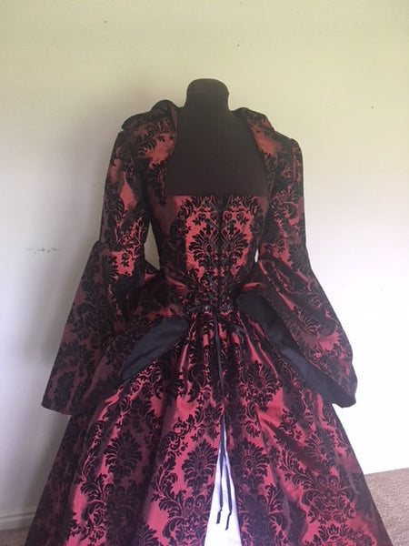 Burgundy and BlaCk Renaissance Gown Dress