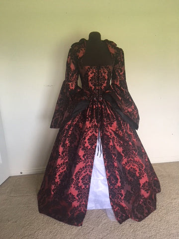Burgundy and BlaCk Renaissance Gown Dress