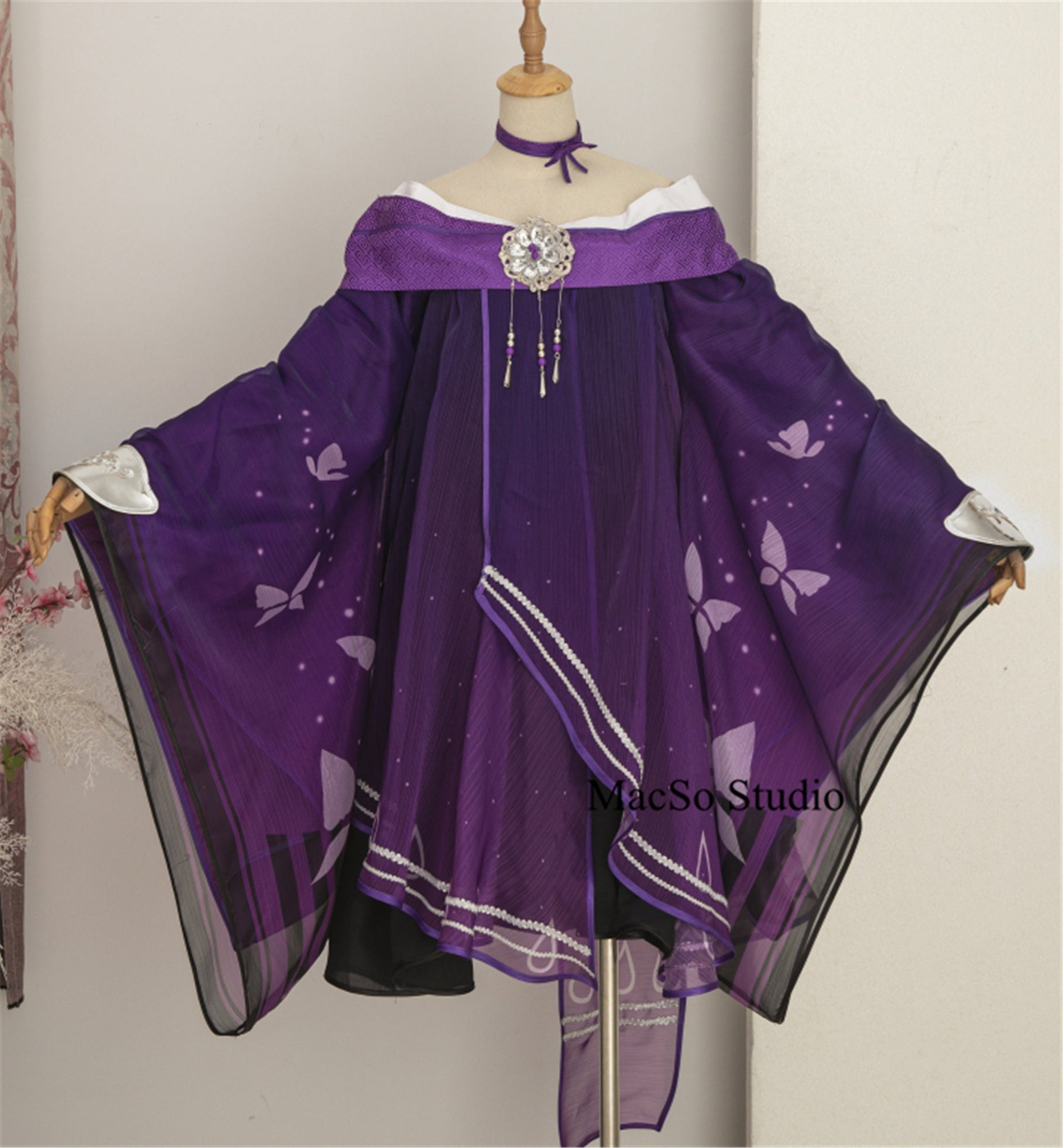 Off shoulder Chiffon Purple Top Girls Cosplay Dramatic Top Women Party Girls Cosplay Costume Sexy Cosplay Top