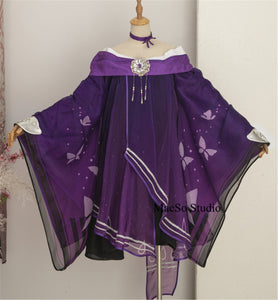 Off shoulder Chiffon Purple Top Girls Cosplay Dramatic Top Women Party Girls Cosplay Costume Sexy Cosplay Top