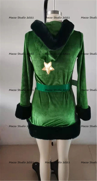 Christmas tree Green velvet Dress Cosplay Costume Handmade Christmas Women sexy Cosplay Dress Halloween Christmas tree Dress