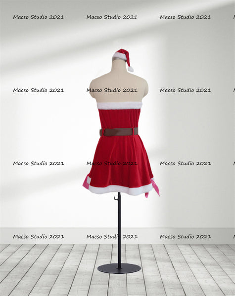 Christmas velvet women santa Dress Cosplay Costume Handmade Christmas Women sexy Cosplay Dress Halloween Christmas Red short Dress