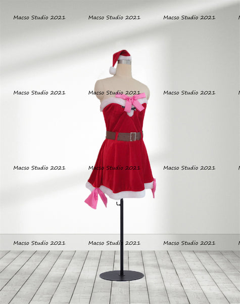 Christmas velvet women santa Dress Cosplay Costume Handmade Christmas Women sexy Cosplay Dress Halloween Christmas Red short Dress