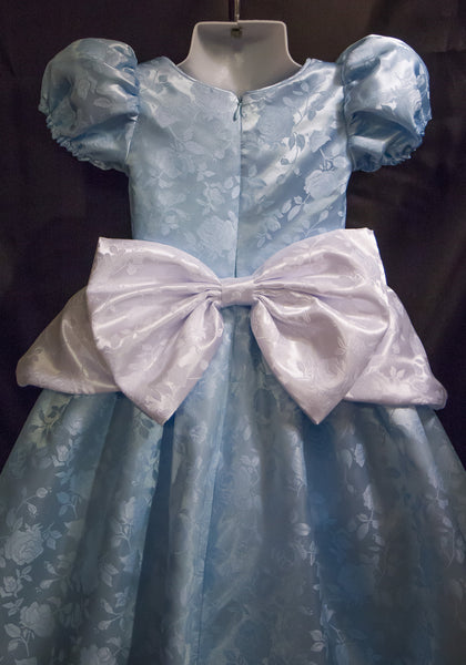 Cinderella GOWN Costume Blue/White FLORAL Satin Brocade CHILD Size