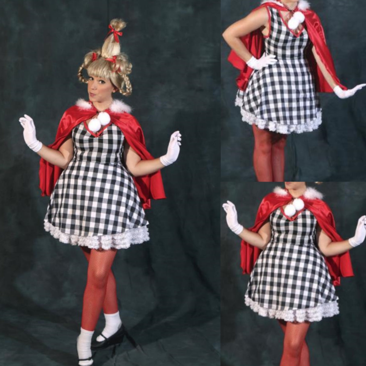 Cindy Lou Who Costume Red Outfit with Cape and gloves