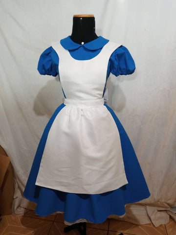 Cosplay Alice in the wonderland Costume dress adult cosplay Alice Cosplay dress +petticoat