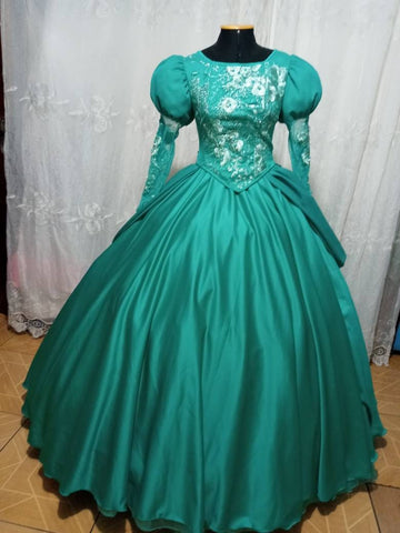 Cosplay Ariel Teal gown Little mermaid dress costume princess customade