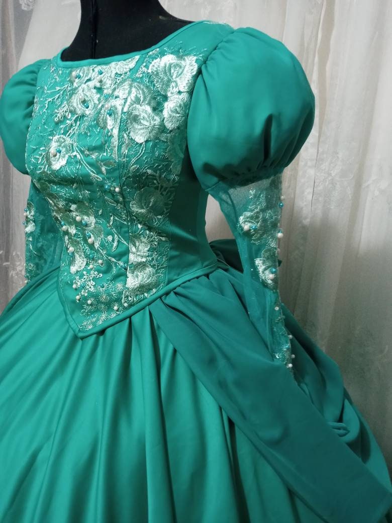 Cosplay Ariel Teal gown Little mermaid dress costume princess customad –  Mermaidcosplay
