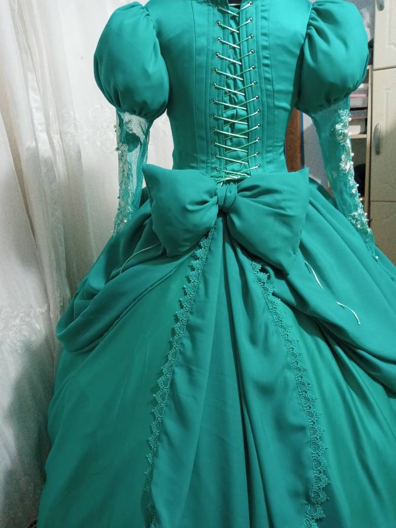 Cosplay Ariel Teal gown Little mermaid dress costume princess customad –  Mermaidcosplay
