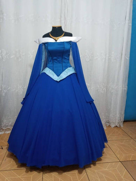 Cosplay Aurora Blue dress costume Cosplay Princess customade hoopskirt Without Necklace