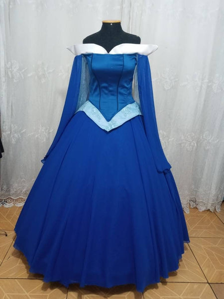 Cosplay Aurora Blue dress costume Cosplay Princess customade hoopskirt Without Necklace