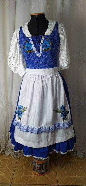 Cosplay Belle Blue dress village musical version Beauty and the beast princess customade