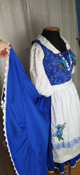 Cosplay Belle Blue dress village musical version Beauty and the beast princess customade