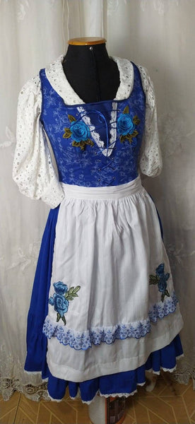 Cosplay Belle Blue dress village musical version Beauty and the beast princess customade