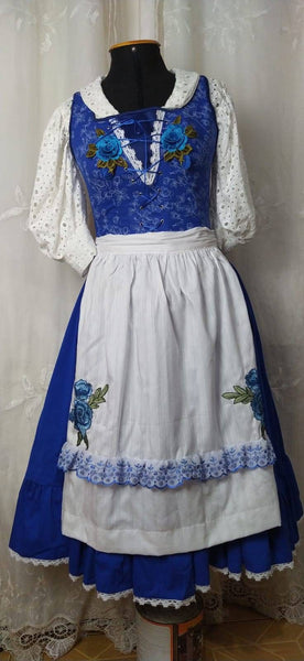 Cosplay Belle Blue dress village musical version Beauty and the beast princess customade