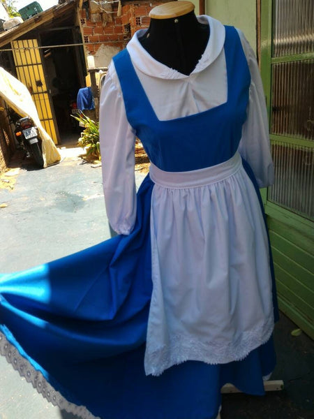 Cosplay Belle princess adult Village dress blue The Beauty and the Beast peasant version Blue dress costume MADE to order