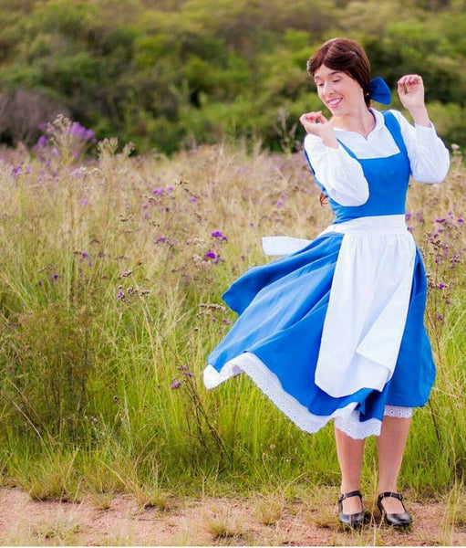 Cosplay Belle princess adult Village dress blue The Beauty and the Beast peasant version Blue dress costume MADE to order