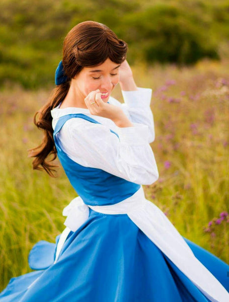 Cosplay Belle princess adult Village dress blue The Beauty and the Beast peasant version Blue dress costume MADE to order