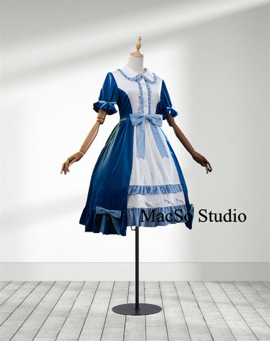 Cute Cosplay Prom maid dress Cosplay Blue Masquerade Maid Dress Women Cosplay dress Party Dress Girls Lolita Masquerade Cosplay Costume
