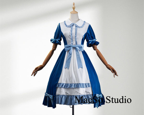 Cute Cosplay Prom maid dress Cosplay Blue Masquerade Maid Dress Women Cosplay dress Party Dress Girls Lolita Masquerade Cosplay Costume