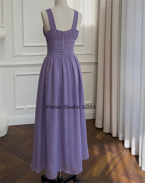Deep V Purple Chiffon prom dress sleeveless lovely Lilac dress daily dress Party Birthday Dress women summer Dress Bridesmaid Dress