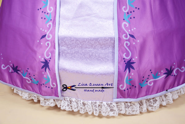 Cosplay Costume Tangled Rapunzel print Dress Princess Tangled Rapunzel