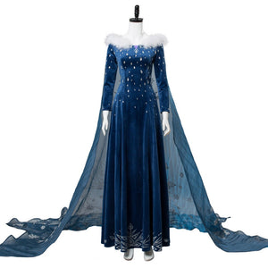 Adult Elsa Cosplay Dress Olaf's Frozen Adventure Dark Blue Velvet Gown – Mermaidcosplay