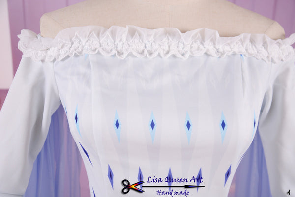 Halloween Elsa White Dress Frozen 2 Princess Elsa Cosplay Costume