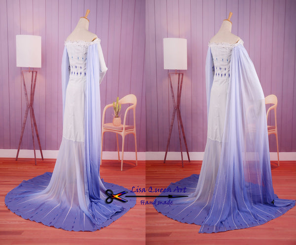 Halloween Elsa White Dress Frozen 2 Princess Elsa Cosplay Costume