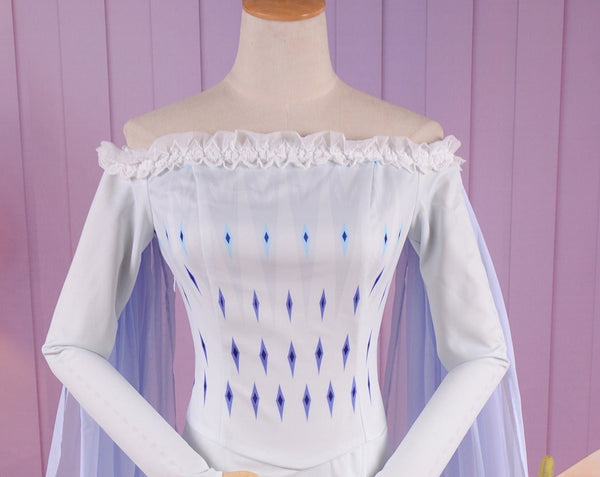 Halloween Elsa White Dress Frozen 2 Princess Elsa Cosplay Costume