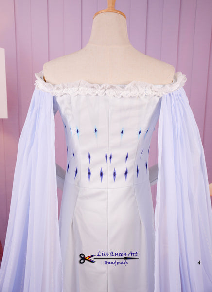 Halloween Elsa White Dress Frozen 2 Princess Elsa Cosplay Costume