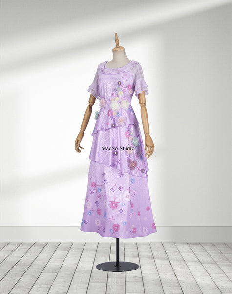 Encanto Isabella Purple Dress Cosplay Costume Kids Handmade costumes Flower Dress Costume Adult/Women Cosplay Halloween Cosplay Costume