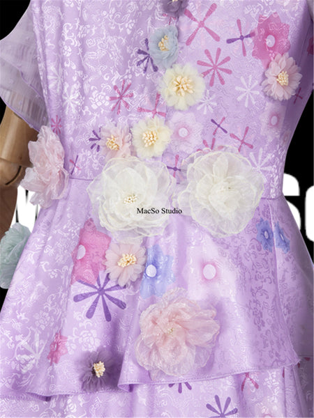 Encanto Isabella Purple Dress Cosplay Costume Kids Handmade costumes Flower Dress Costume Adult/Women Cosplay Halloween Cosplay Costume
