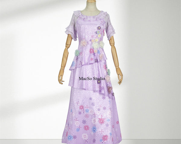 Encanto Isabella Purple Dress Cosplay Costume Kids Handmade costumes Flower Dress Costume Adult/Women Cosplay Halloween Cosplay Costume