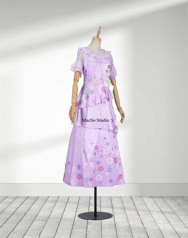 Encanto Isabella Purple Dress Cosplay Costume Kids Handmade costumes Flower Dress Costume Adult/Women Cosplay Halloween Cosplay Costume