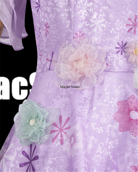 Encanto Isabella Purple Dress Cosplay Costume Kids Handmade costumes Flower Dress Costume Adult/Women Cosplay Halloween Cosplay Costume