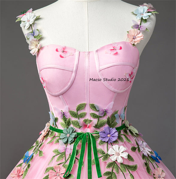 Flower fairy pink Princess Prom Dress Women Wedding Dress Prom Dress Party Dress Graduation Dress Birthday Gown