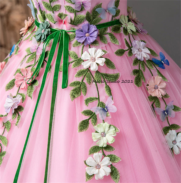 Flower fairy pink Princess Prom Dress Women Wedding Dress Prom Dress Party Dress Graduation Dress Birthday Gown