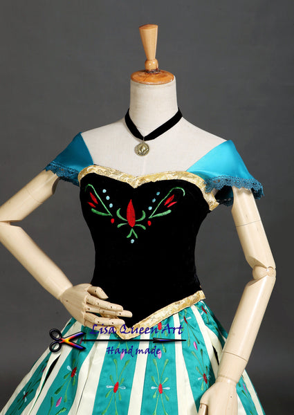 Princess Anna Embroidery Costume Frozen 2 Anna Queen Cosplay Costume