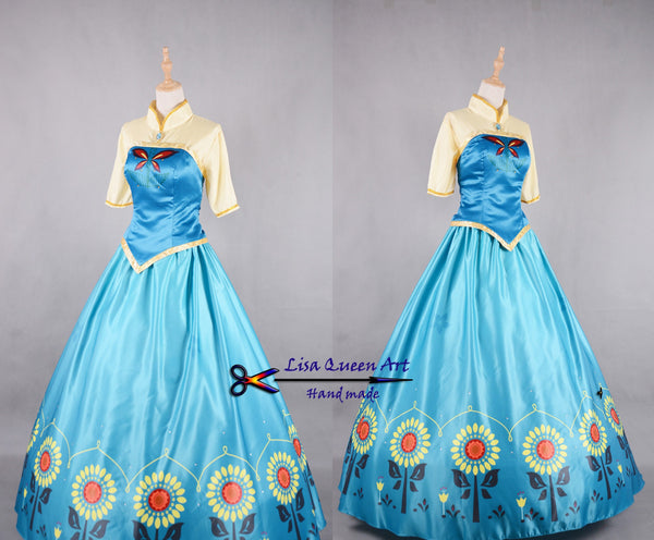 Princess Anna Printed Sunflower Suits Frozen 2 Anna Queen Cosplay Costume