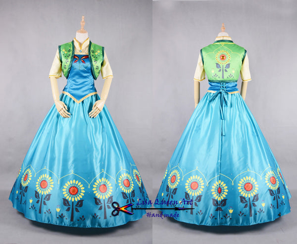 Princess Anna Printed Sunflower Suits Frozen 2 Anna Queen Cosplay Costume