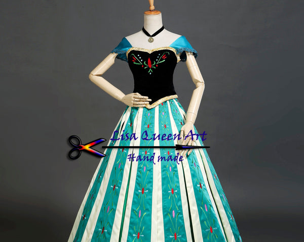 Princess Anna Embroidery Costume Frozen 2 Anna Queen Cosplay Costume