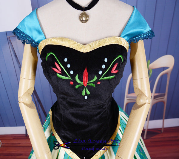 Princess Anna Embroidery Costume Frozen 2 Anna Queen Cosplay Costume