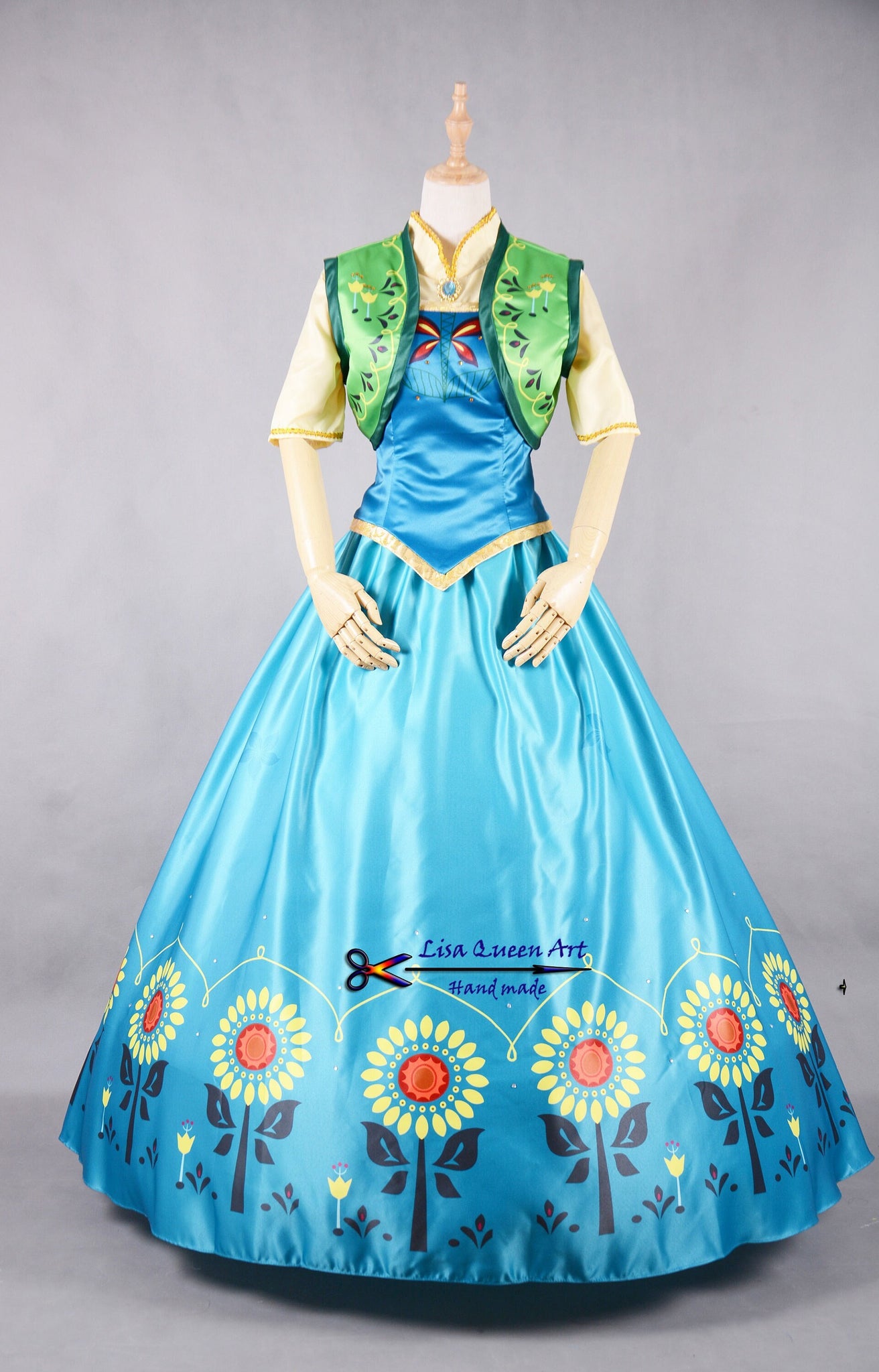 Princess Anna Printed Sunflower Suits Frozen 2 Anna Queen Cosplay Costume