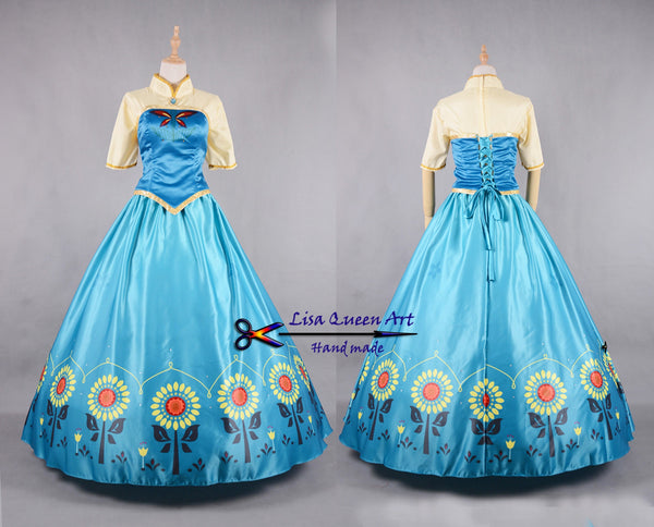 Princess Anna Printed Sunflower Suits Frozen 2 Anna Queen Cosplay Costume