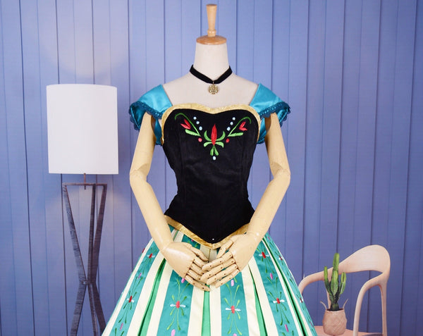 Princess Anna Embroidery Costume Frozen 2 Anna Queen Cosplay Costume