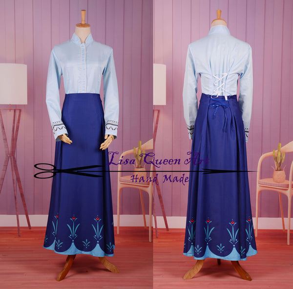 Costume Cosplay Adult birthday outfit Frozen Anna dress Anna Embroidered