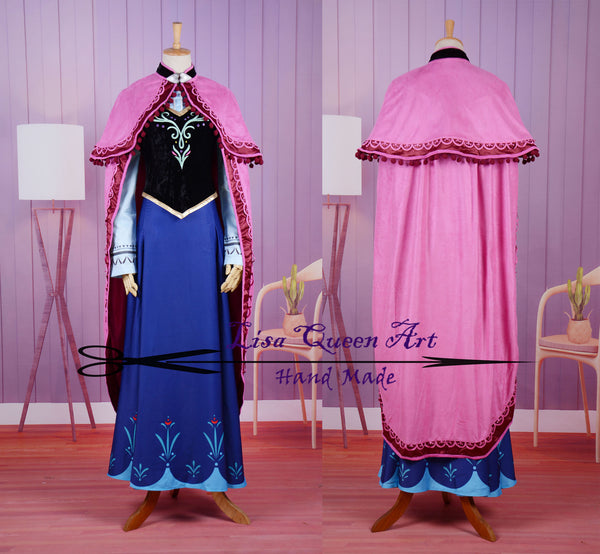 Costume Cosplay Adult birthday outfit Frozen Anna dress Anna Embroidered